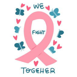 Borboletas de conscientização de câncer de mama citam fita rosa Desenho PNG