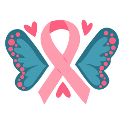 Breast cancer awareness heart butterfly pink ribbon PNG Design Transparent PNG