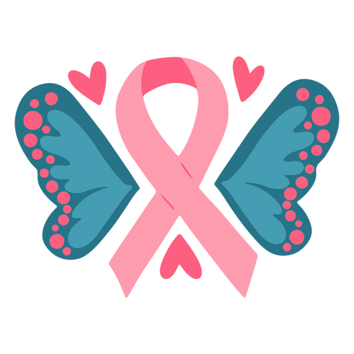 Breast cancer awareness heart butterfly pink ribbon PNG Design