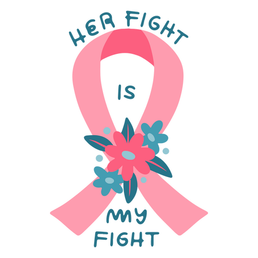 Fita rosa de flor de citação de conscientização de câncer de mama Desenho PNG