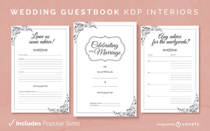 Libro de visitas de boda elegante diseño de interiores kdp