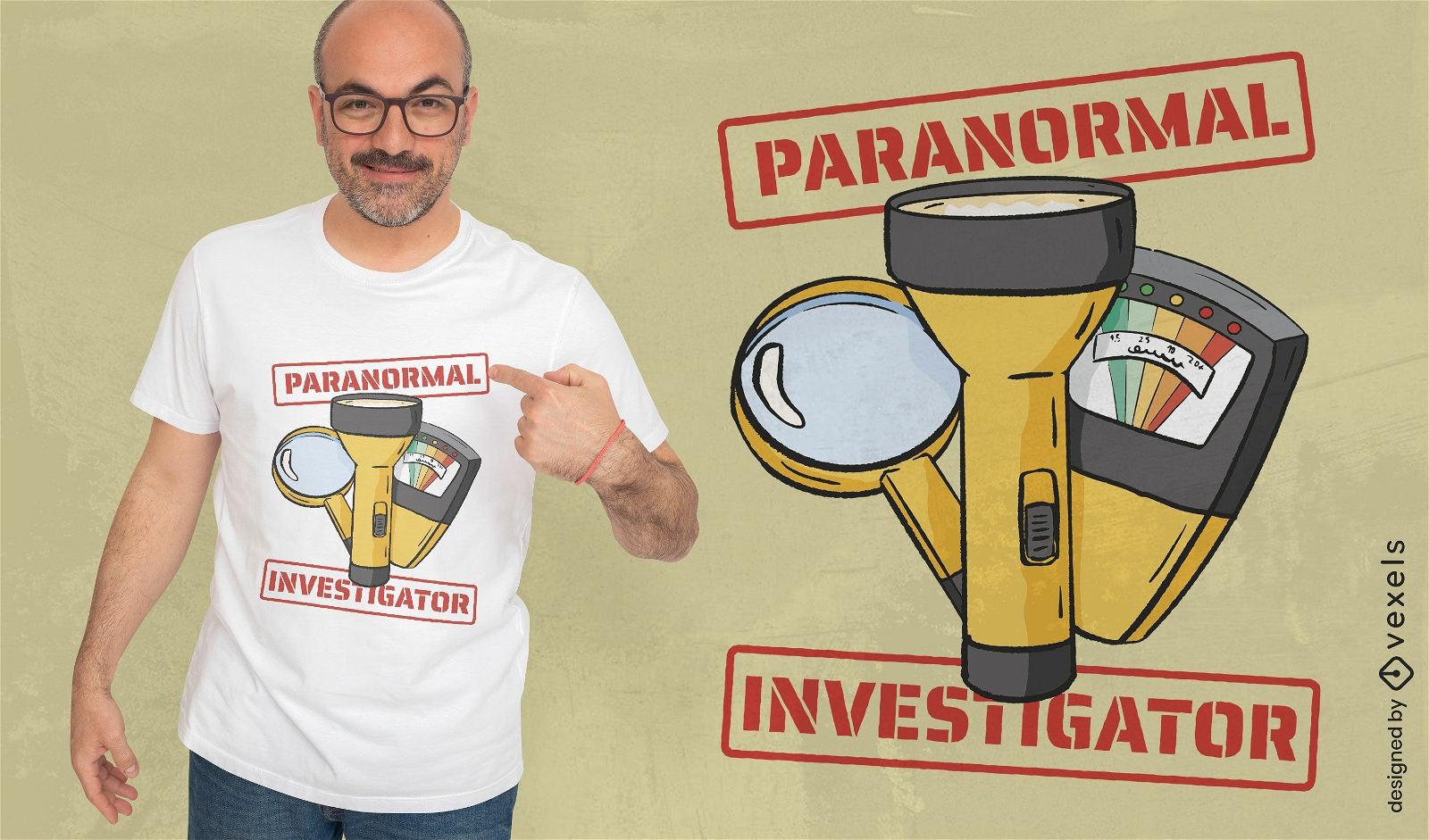 Design de camiseta de ferramentas de investigador paranormal