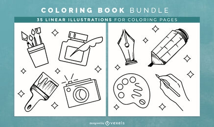 Artist elements coloring book pages design
