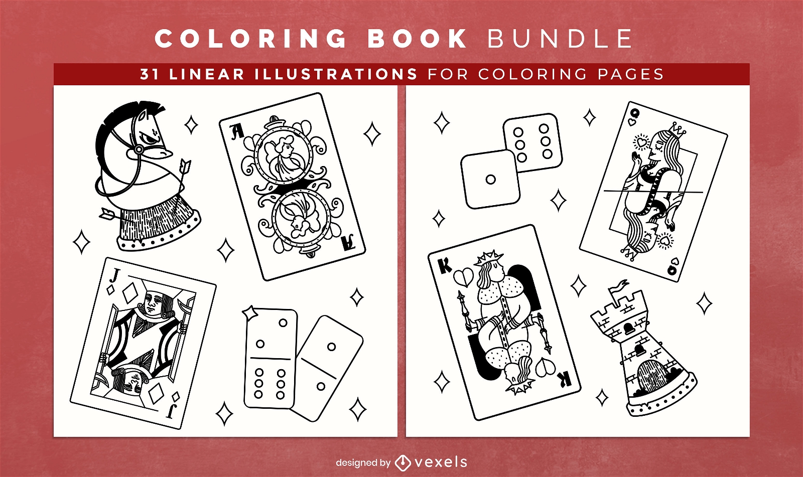 Design de páginas de livro para colorir de jogos de tabuleiro