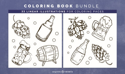 Beer coloring book pages design