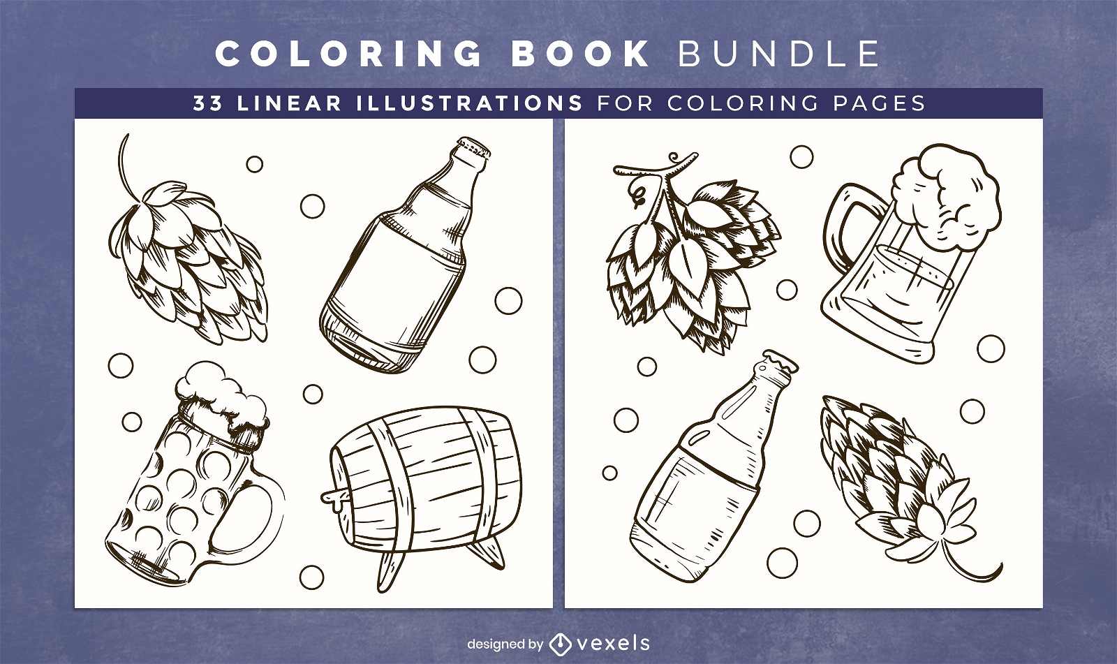 Diseño de páginas de libro para colorear de cerveza
