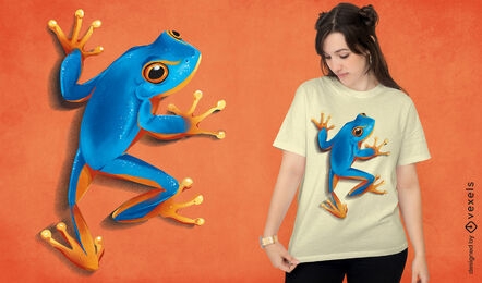 Diseño de camiseta realista de rana arborícola azul