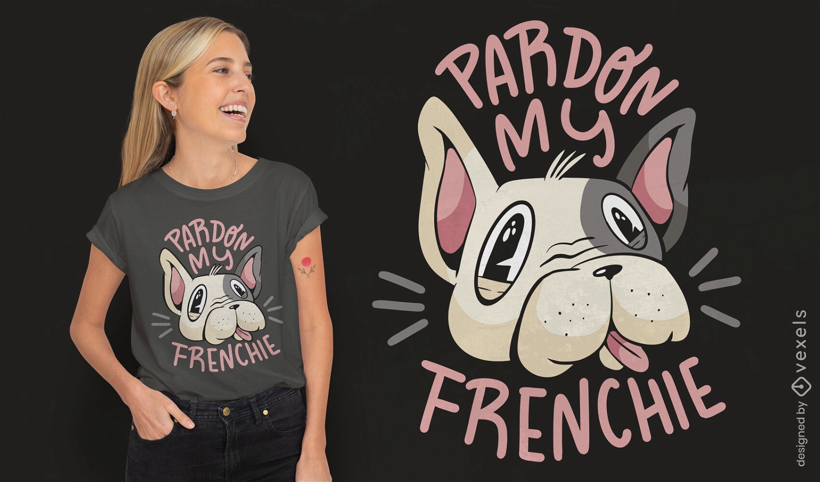 Diseño de camiseta de dibujos animados de animales bulldog