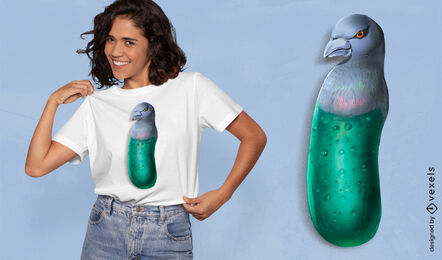 Design de camiseta de criatura de pepino de pombo