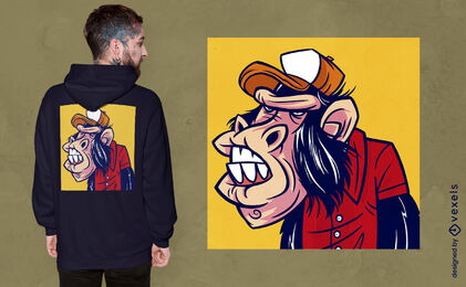 DJ macaco dos desenhos animados. Camiseta, Vetor, PNG.