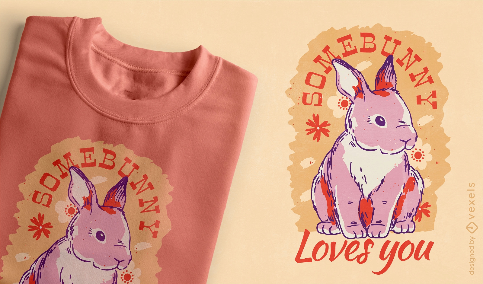Bunny loves you quote t-shirt design