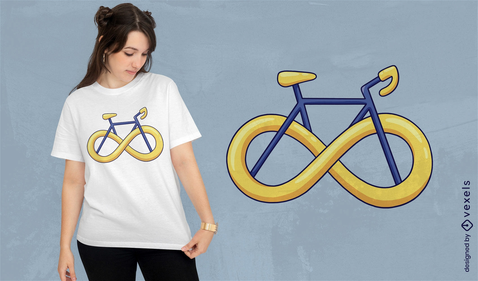 Diseño de camiseta de bicicleta con símbolo de infinito.