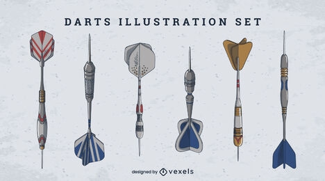 Steel darts for game illustration set