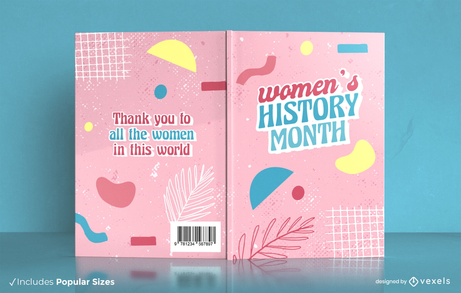 Diseño de portada de libro abstracto del mes de la historia de las mujeres