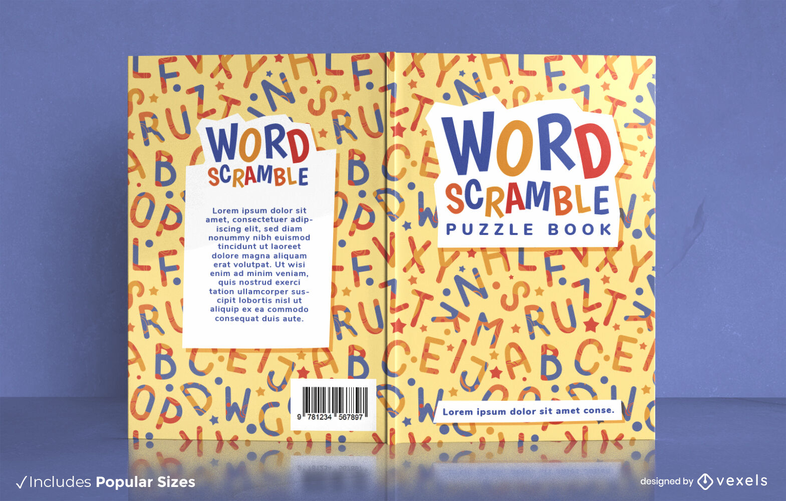 Diseño de portada de libro de rompecabezas de Word Scramble