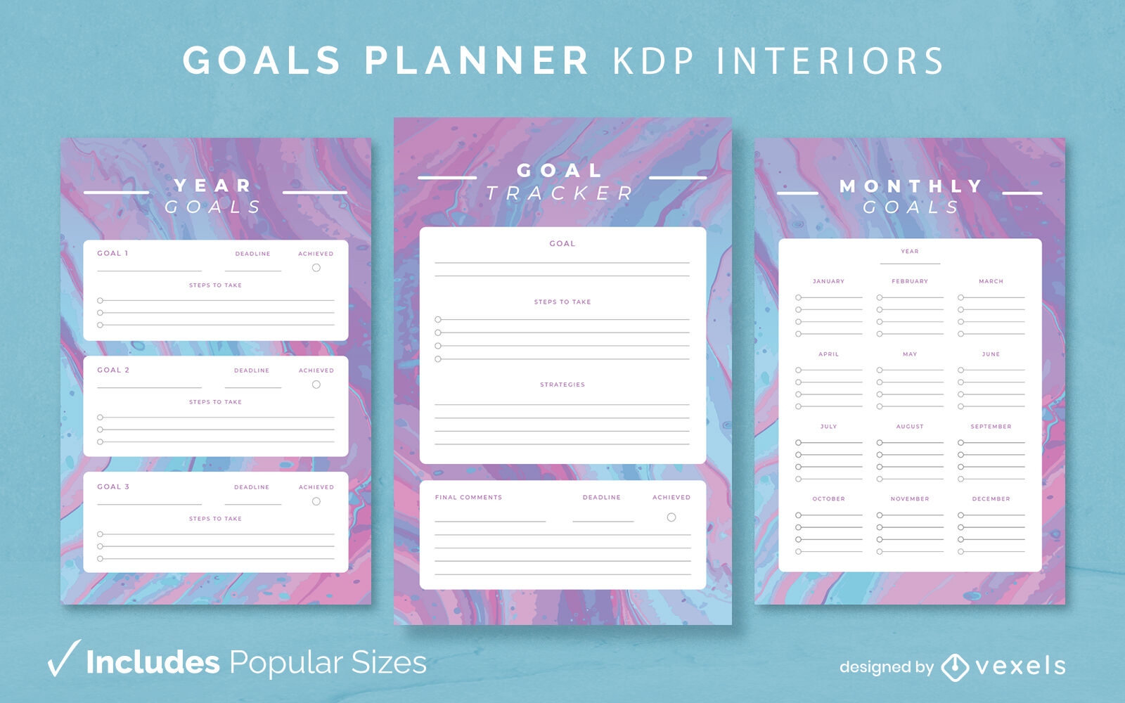 Abstract goals Diary Design Template KDP