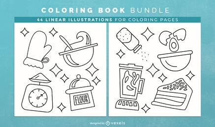 Baking elements coloring book pages design