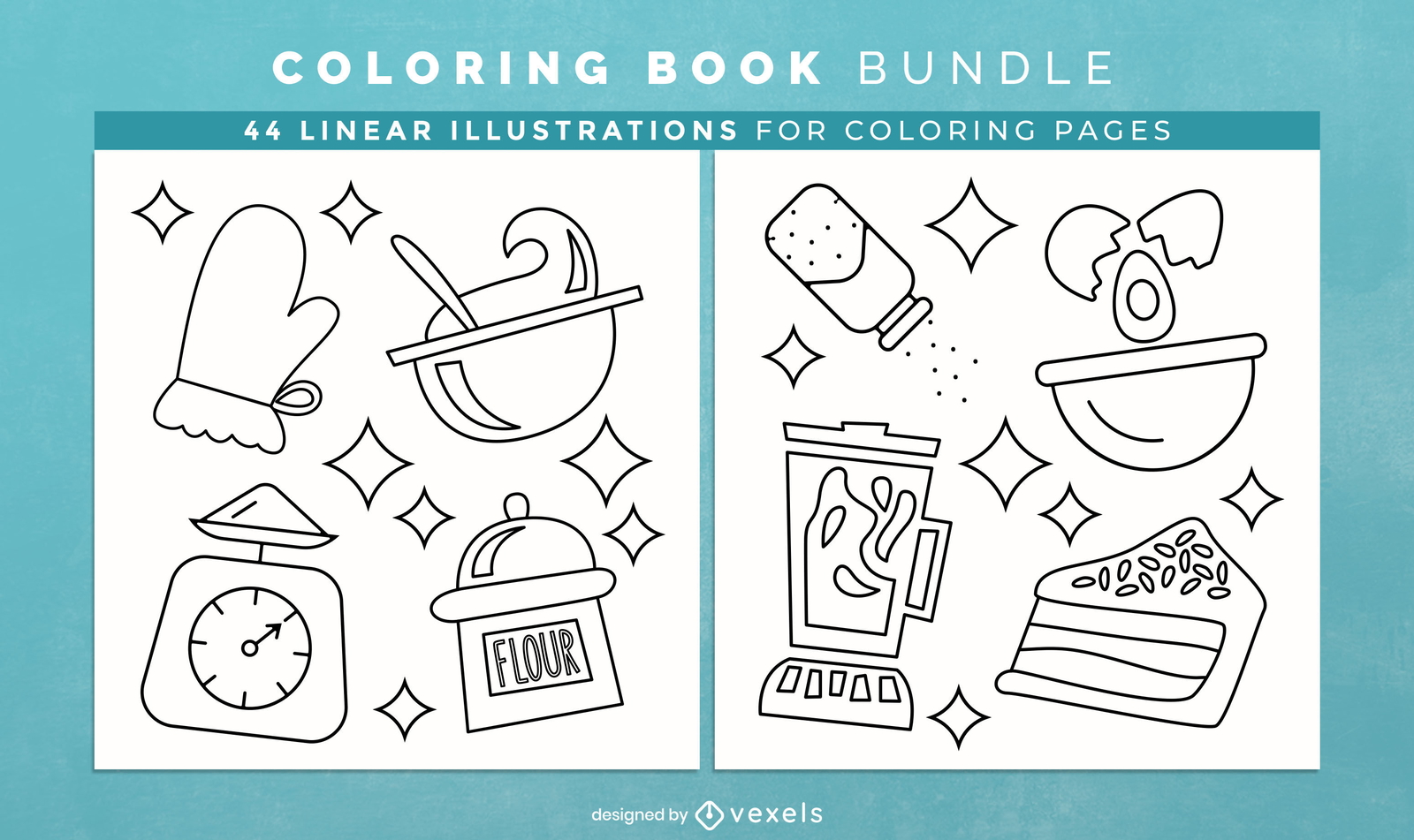 Baking Elements Coloring Book Pages Design Vector Download