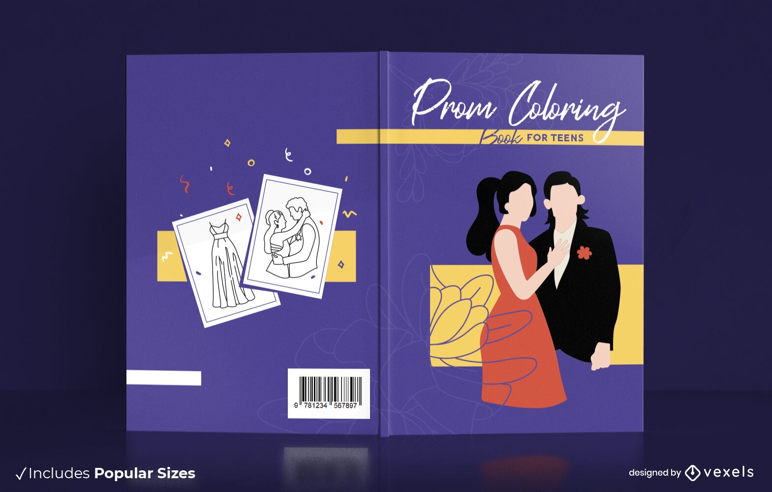 Design de capa de livro para colorir de baile