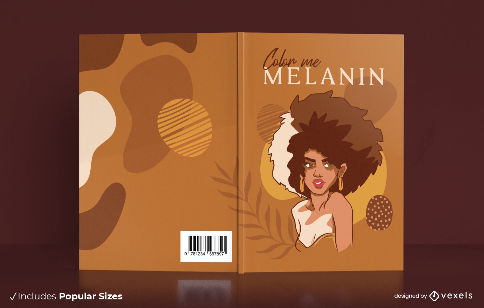 Mulher negra com design de capa de livro afro