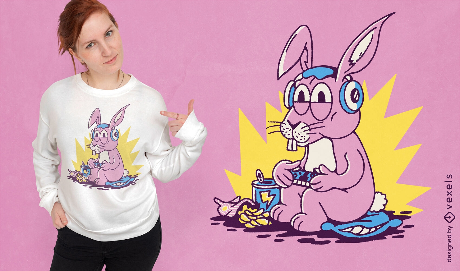 Gamer bunny t-shirt design