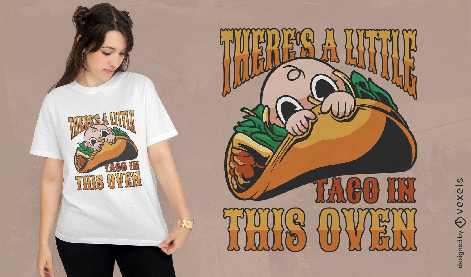 Bebê em design de t-shirt de desenho de comida de taco