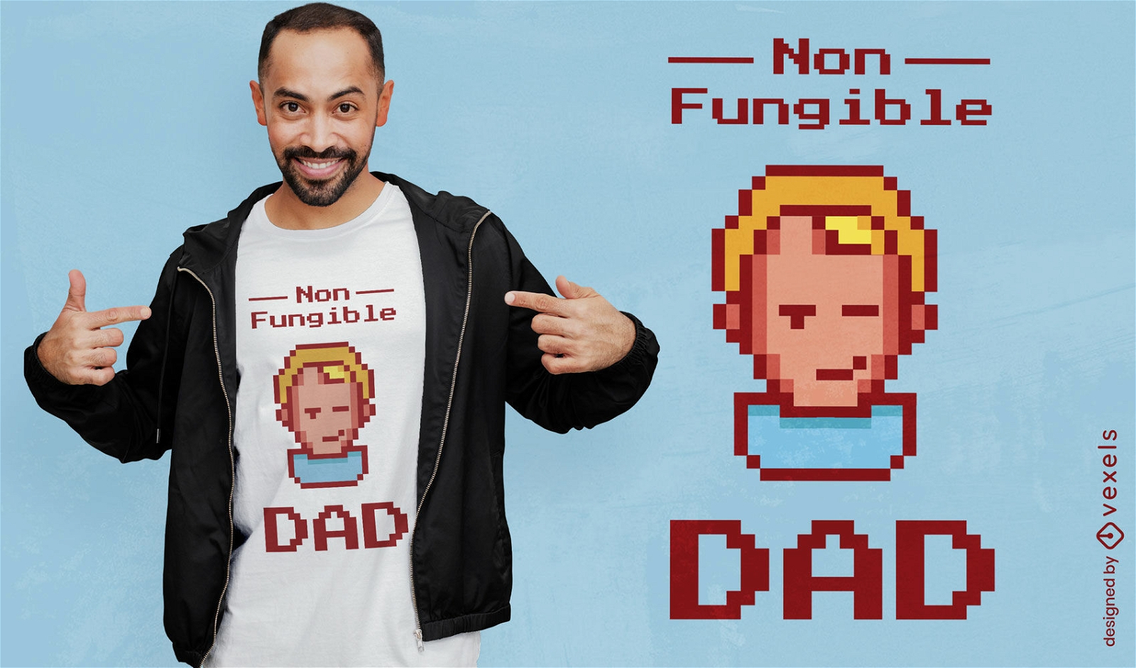 Diseño de camiseta NTF pixel dad