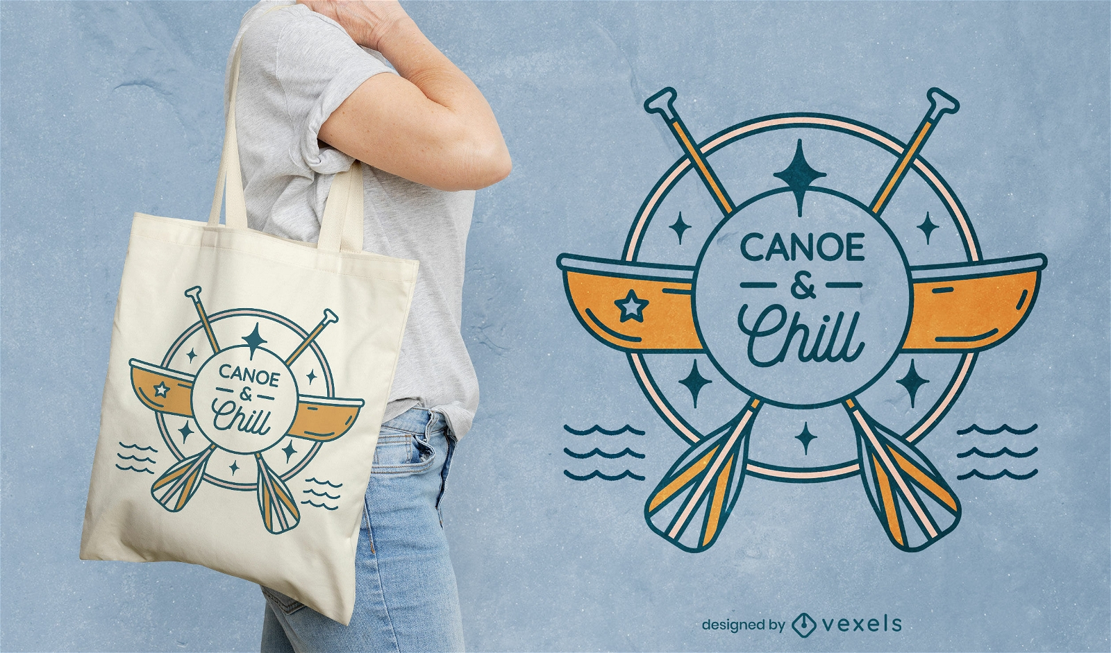 Canoe and chill tote bag design
