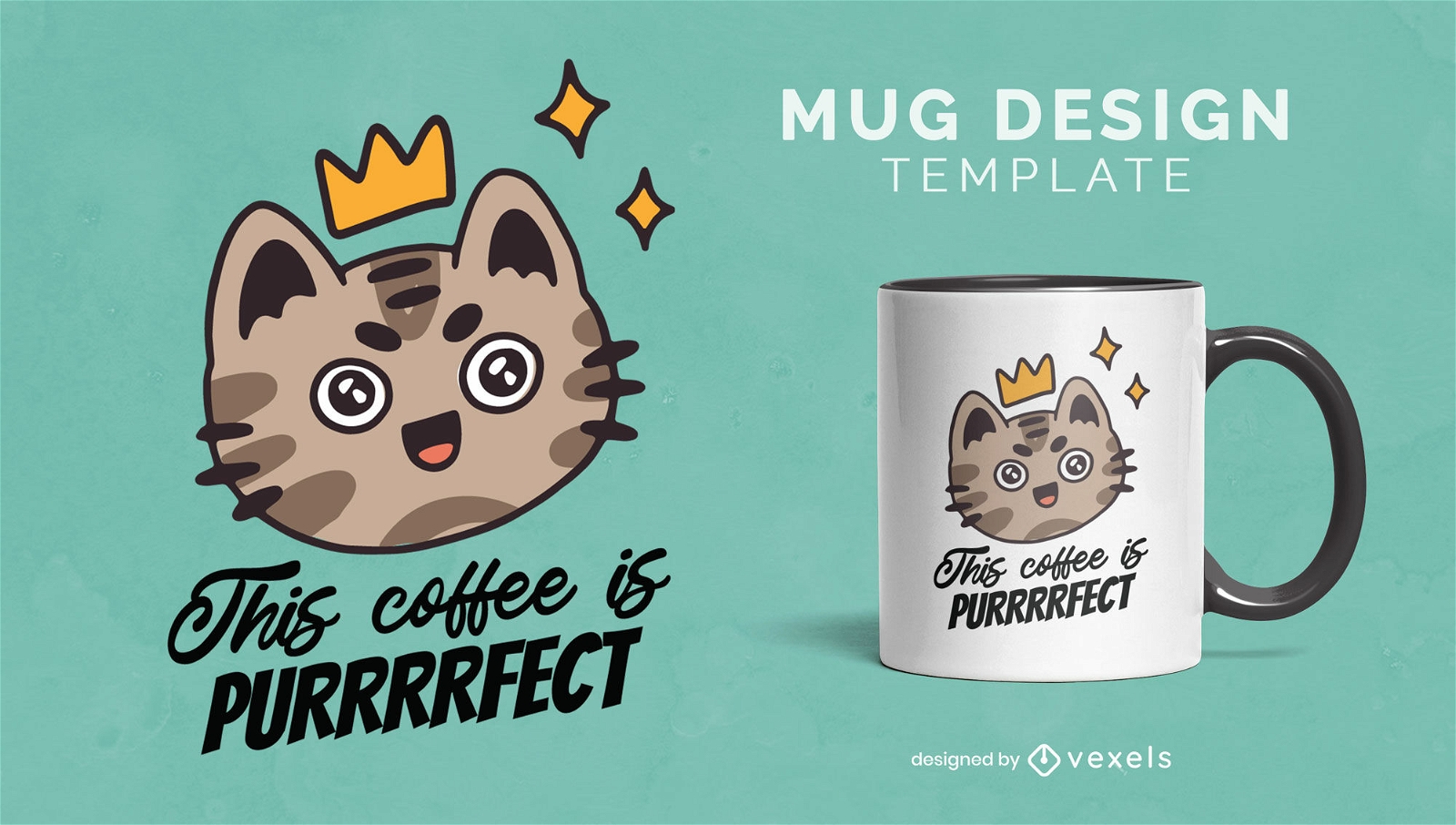 Coffee lover cat mug design