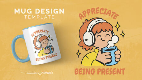 Girl and appreciation quote mug design