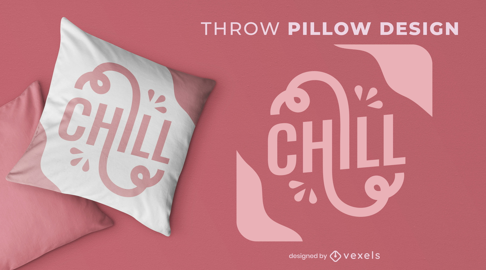 Diseño de almohada de tiro con cita rosa chill