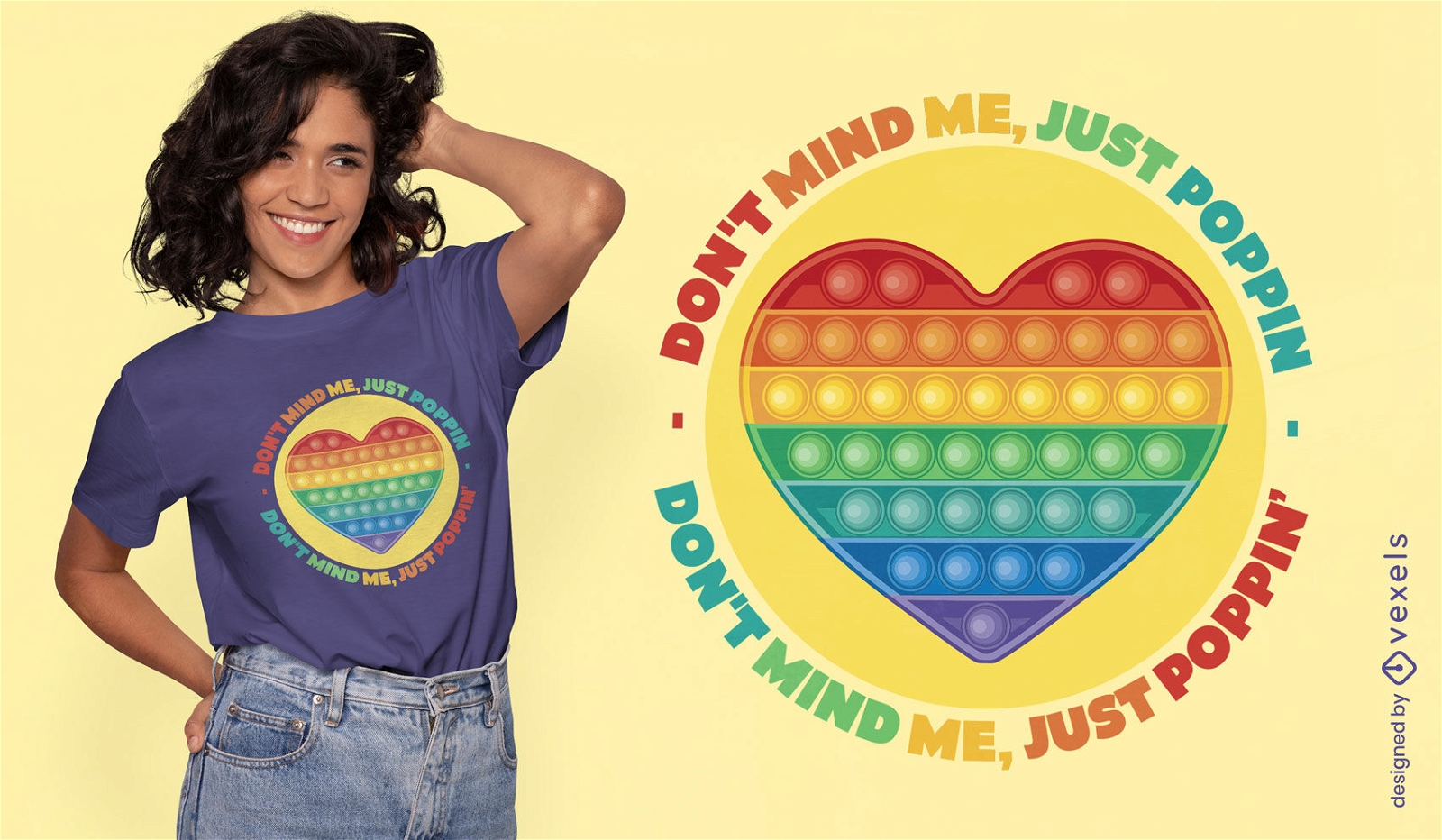 Diseño de camiseta de juguete para niños con corazón de arco iris.