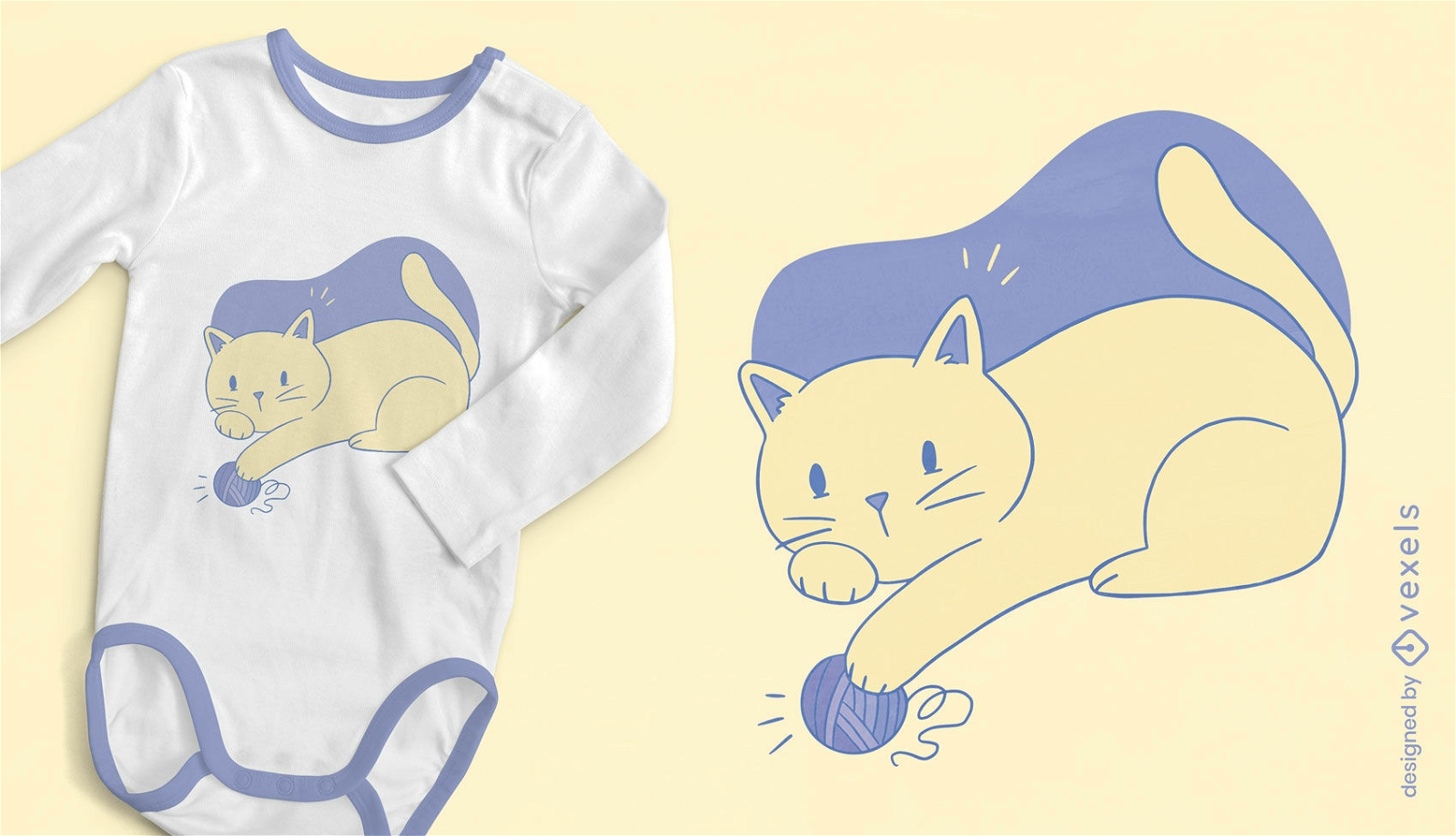 Cat playing with ball of yarn t-shirt design
