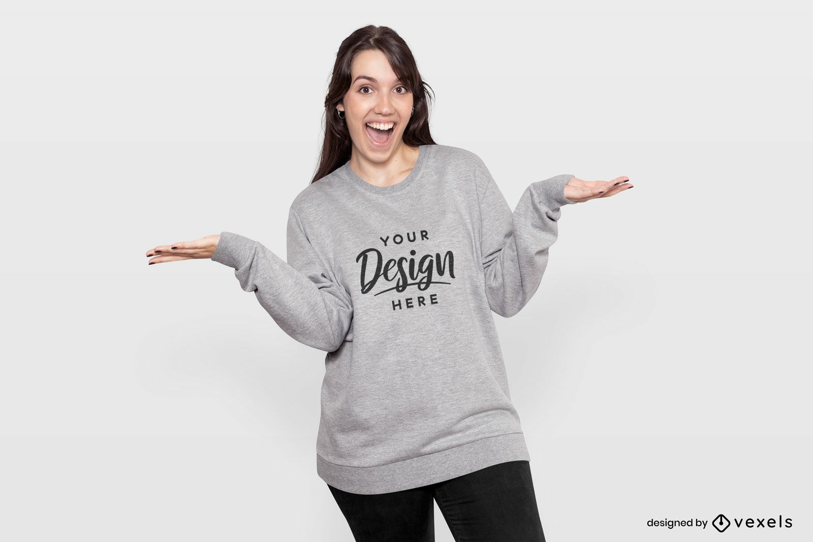 Überraschtes Mädchen-Sweatshirt-Mockup-Design