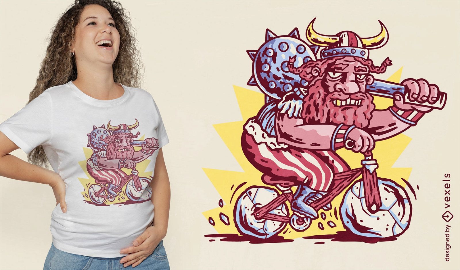 Viking riding bicycle t-shirt design