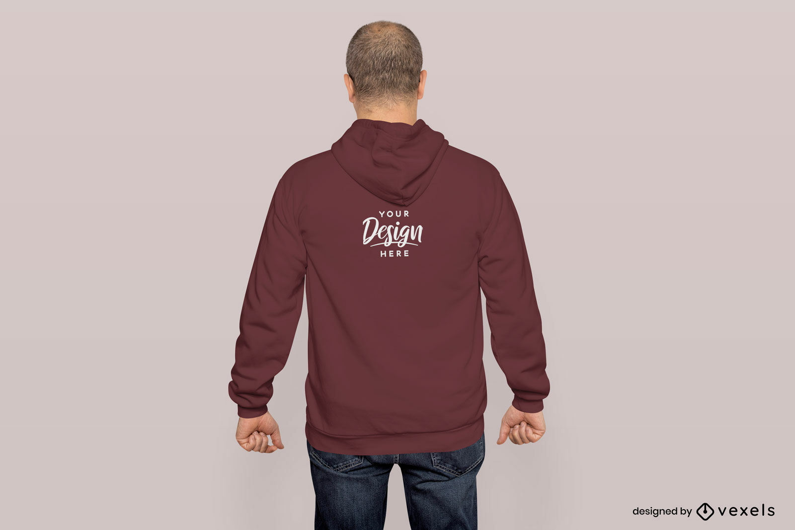 Diseño de maqueta de sudadera con capucha trasera de modelo masculino