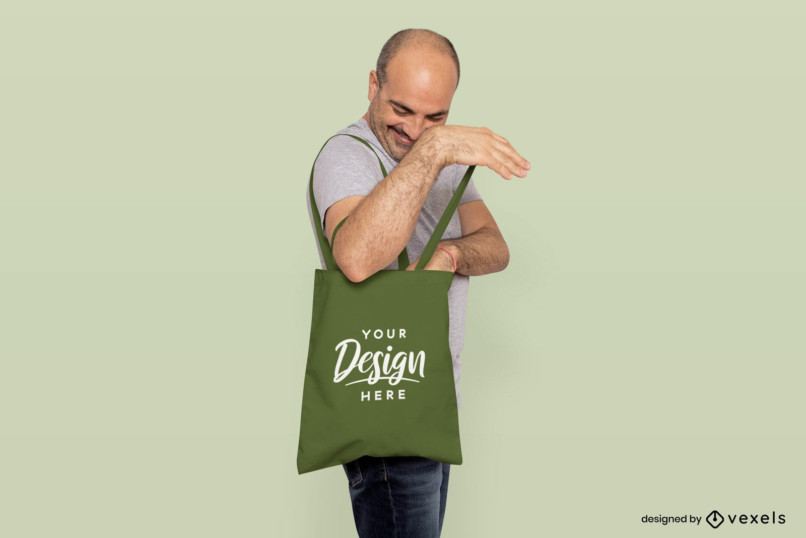 Design de maquete de bolsa de modelo masculino