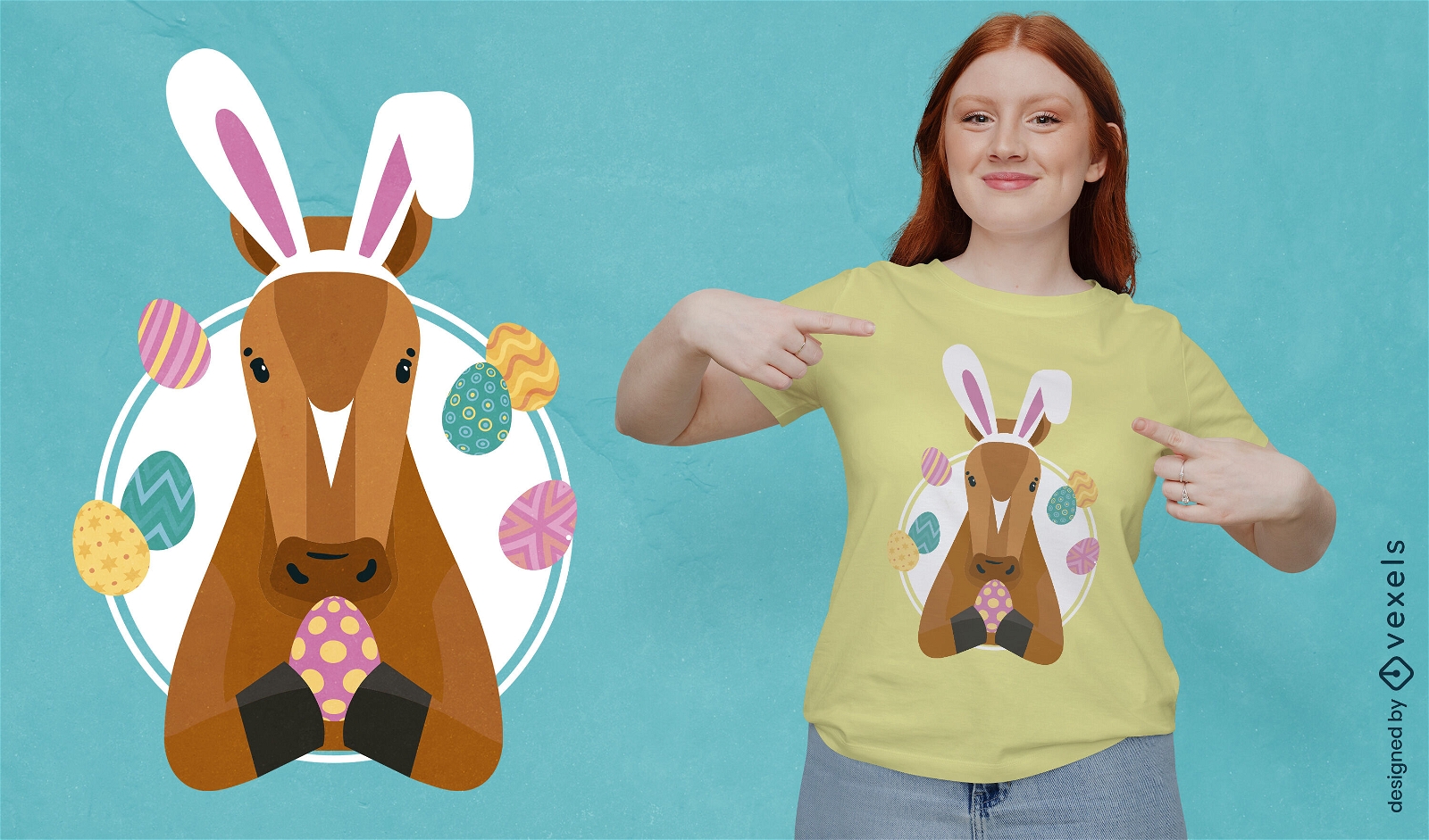 Diseño de camiseta de caballo de Pascua.