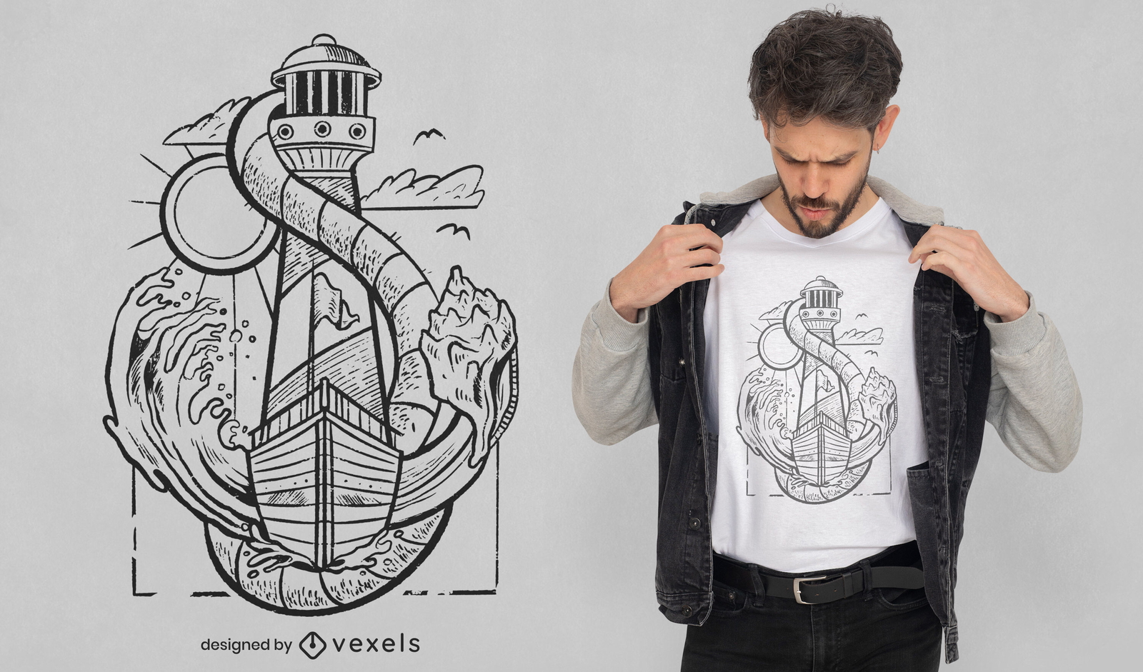 Design de camiseta de ilustração de vela