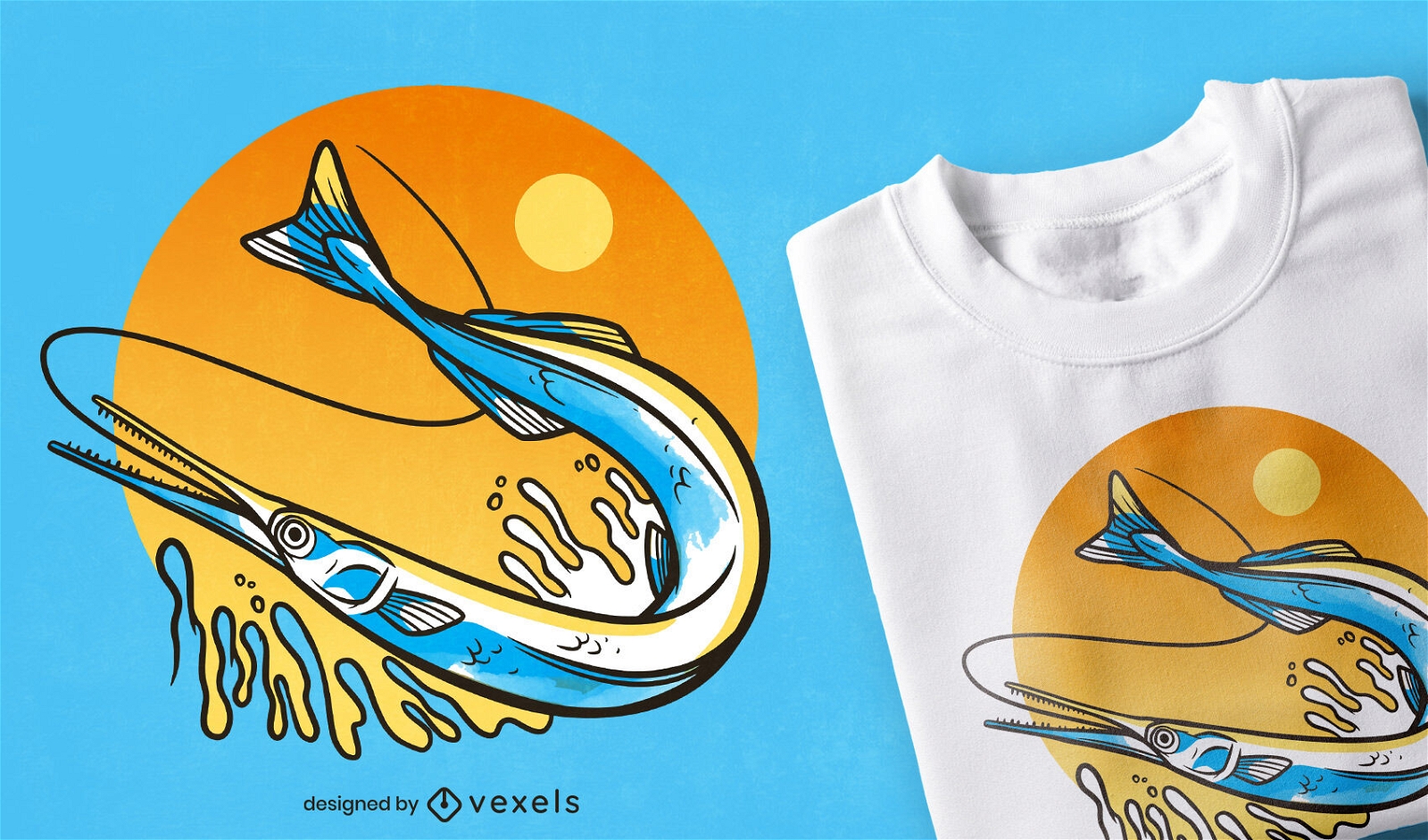 Design de camiseta de peixe fora da água