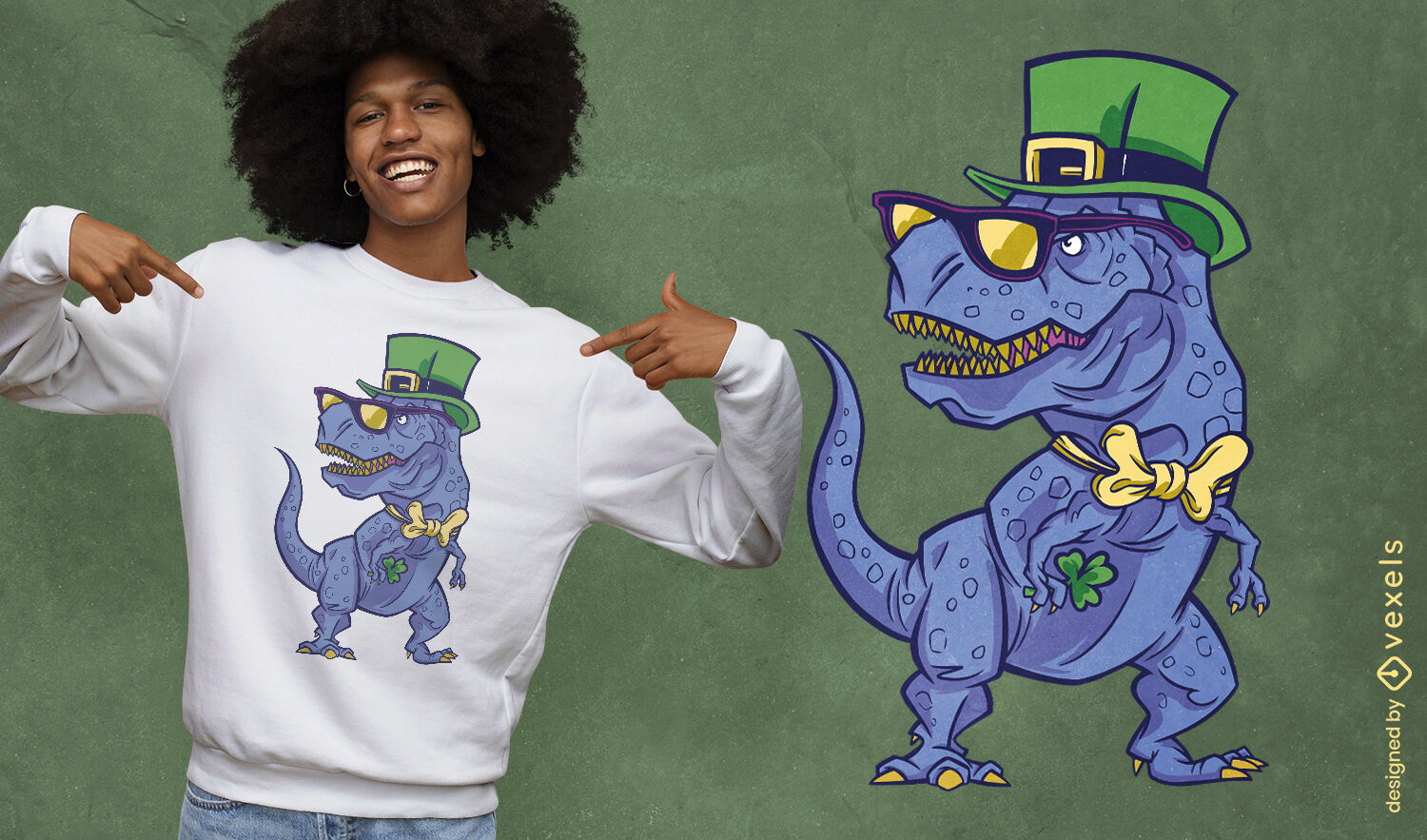 Diseño de camiseta de dinosaurio de vacaciones de san patricio