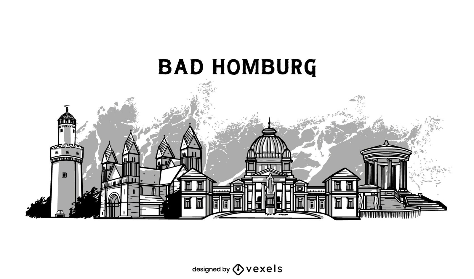 Kruje German City Illustration T-shirt Design Vector Download