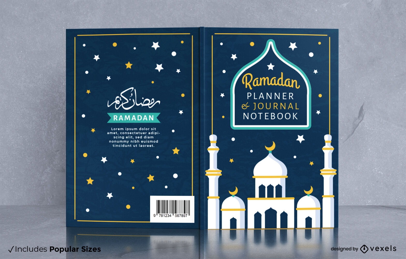 Design da capa do livro do planejador do ramadã do castelo