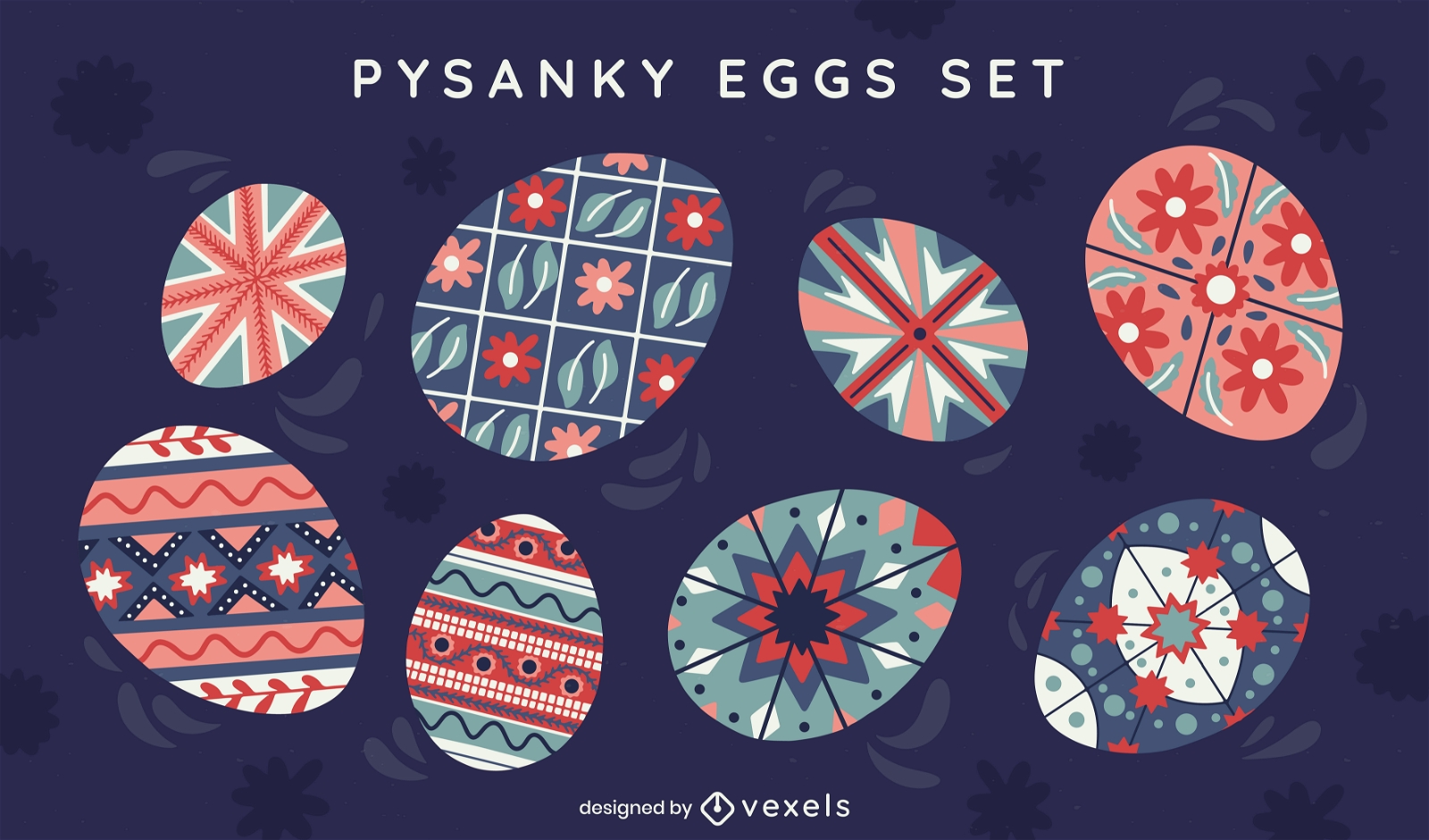 Floral and geometric easter eggs holiday set
