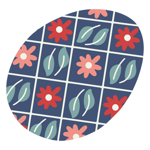 Pysanky eier flache Blüten und Blätter PNG-Design