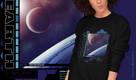 design de camiseta psd da lua da terra