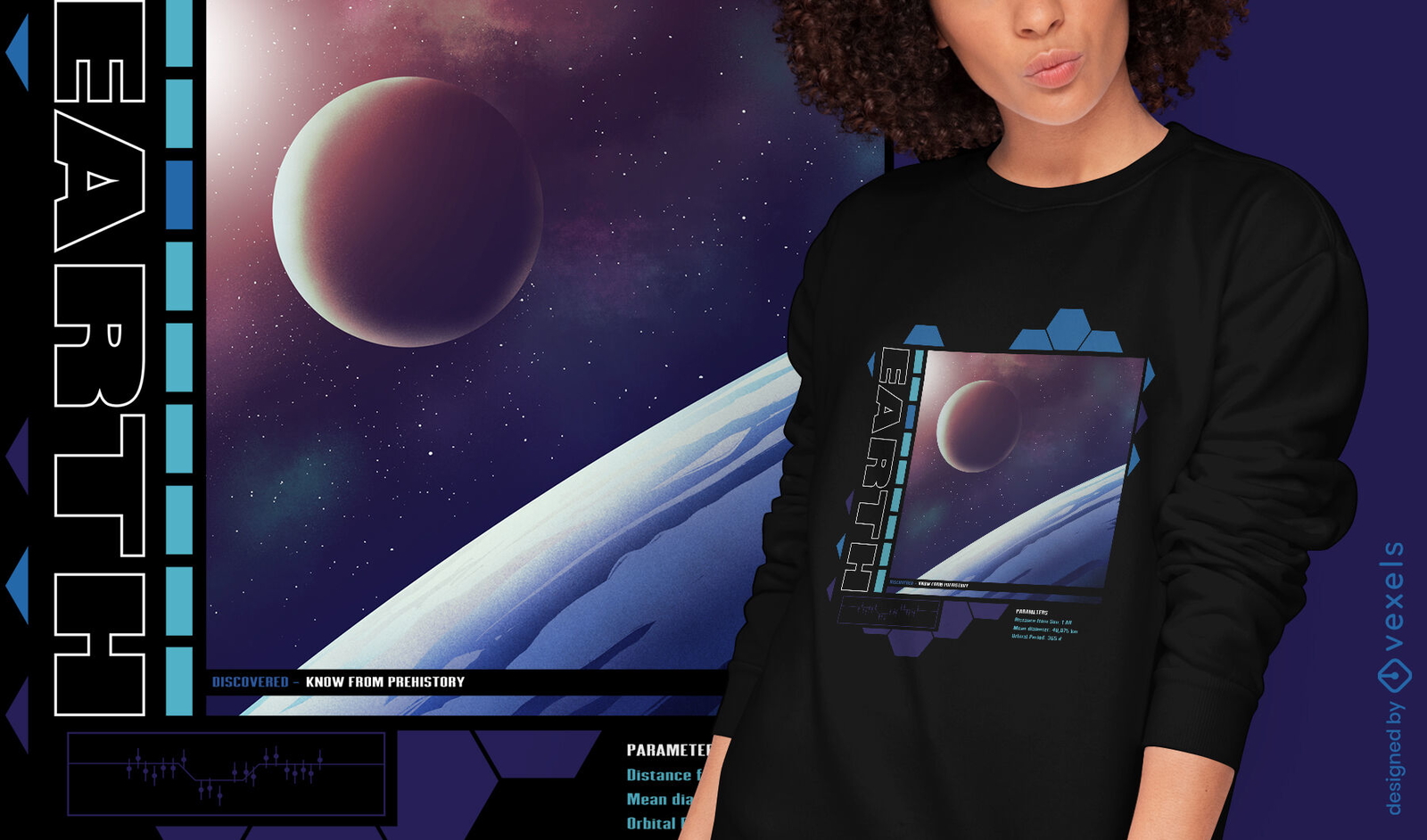 Earth's moon psd t-shirt design