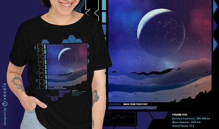Moon landscape t-shirt psd design