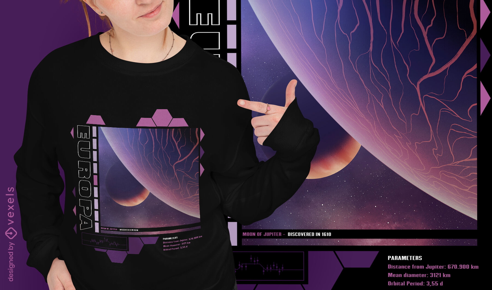 Europa Jupiter's moon t-shirt psd design