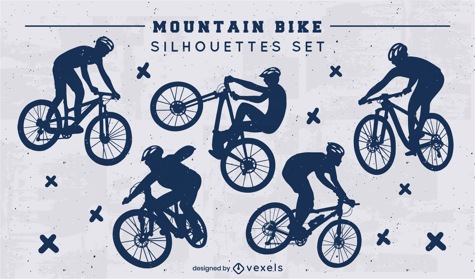Conjunto de siluetas de bicicleta de montaña